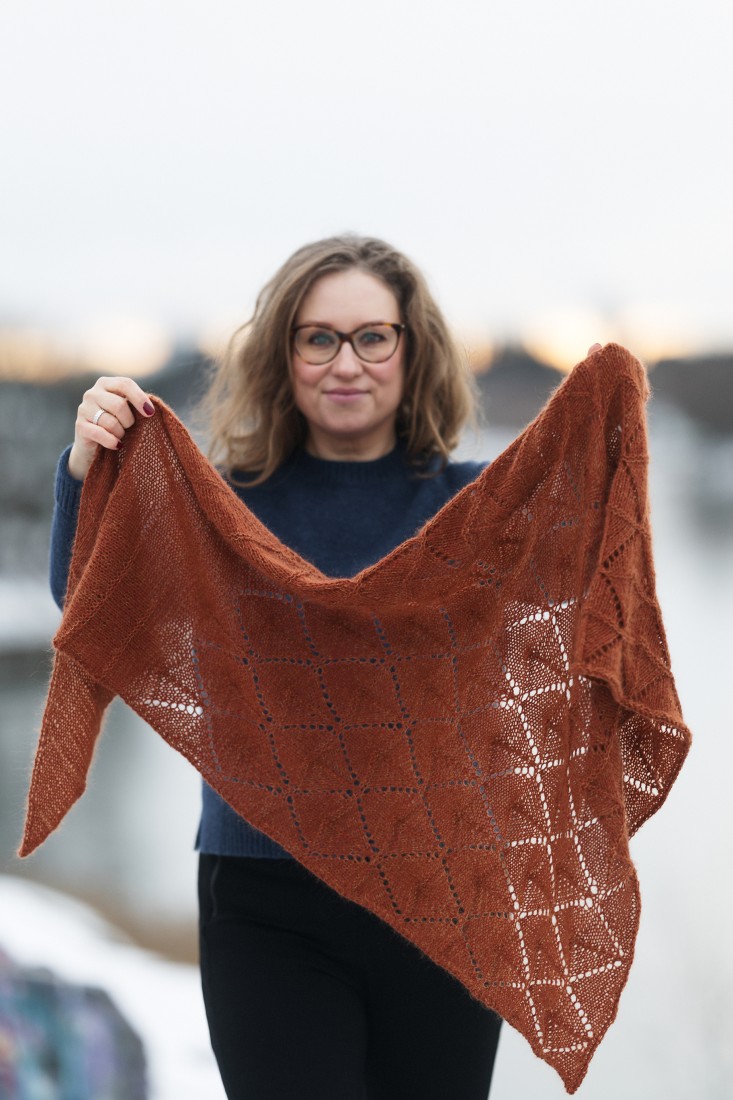 Fire Within – Large triangle lace shawl knitting pattern