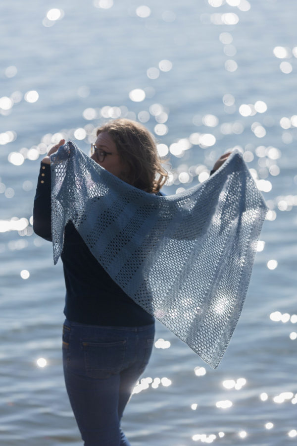 Untamed Waters – Triangle shawl knitting pattern with simple lace.